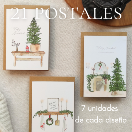 Pack 21 tarjetas de Navidad Hogar